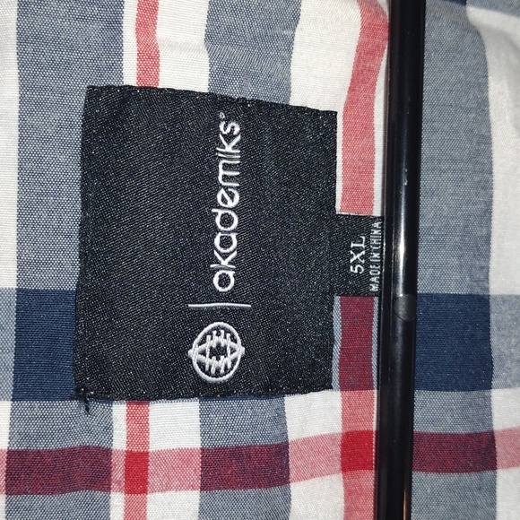COPY - Red, White, and Blue Academiks Plaid Short Sleeved Shirt 5X - Picture 4 of 6